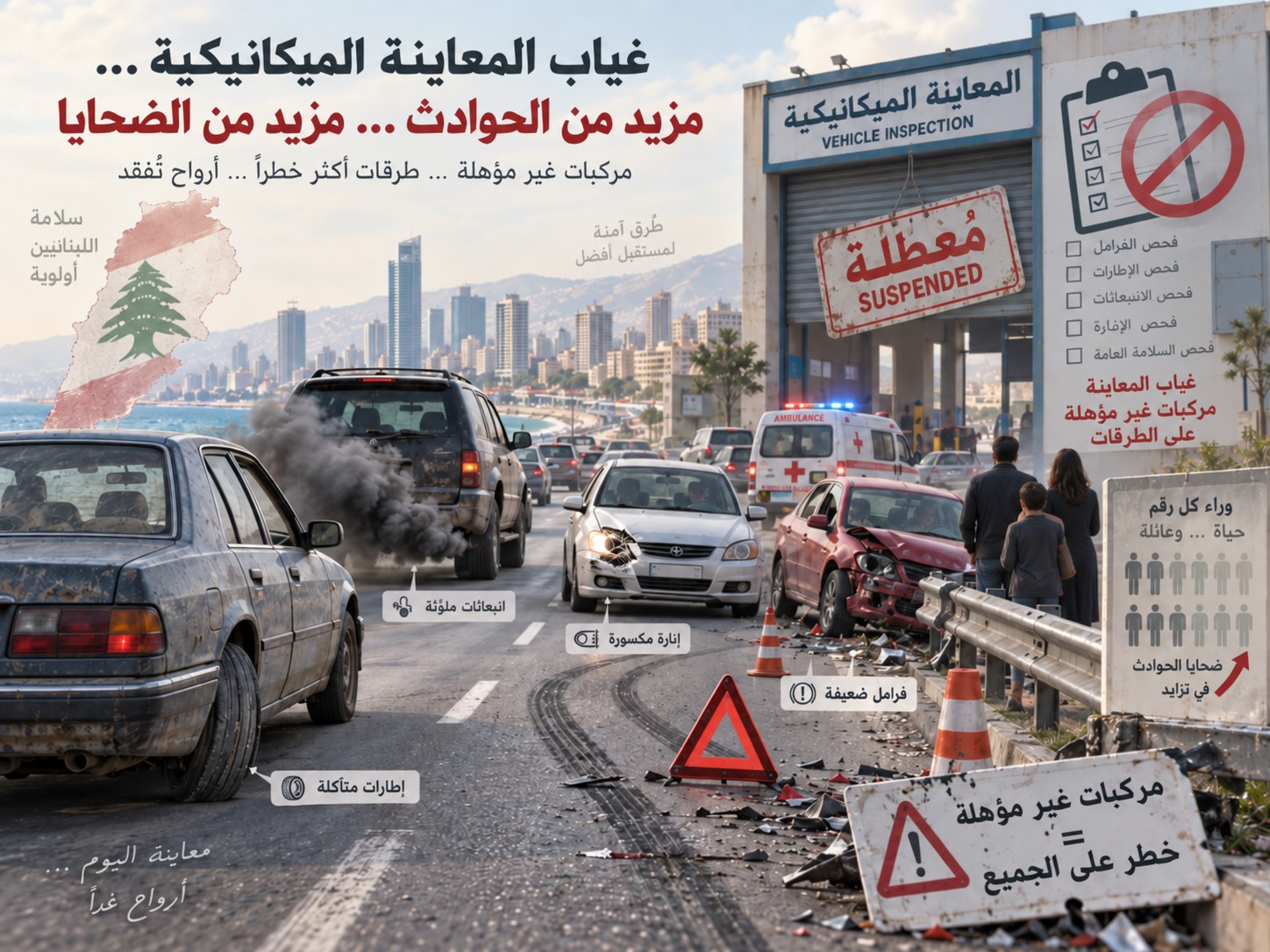 السيارات بلا معاينة… والموت بلا فرامل: مَن يوقف مجزرة الحوادث في لبنان؟